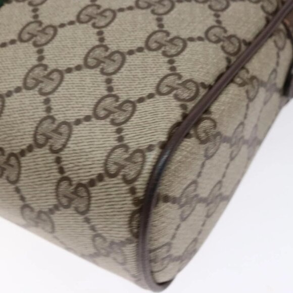 GUCCI GG Supreme Web Sherry Line Clutch Bag PVC Beige Auth - Picture 11 of 16